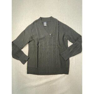 Faded Glory Est 1972 Women's Black Knit V-Neck Long Sleeve XL/XG 16-18 Sweater